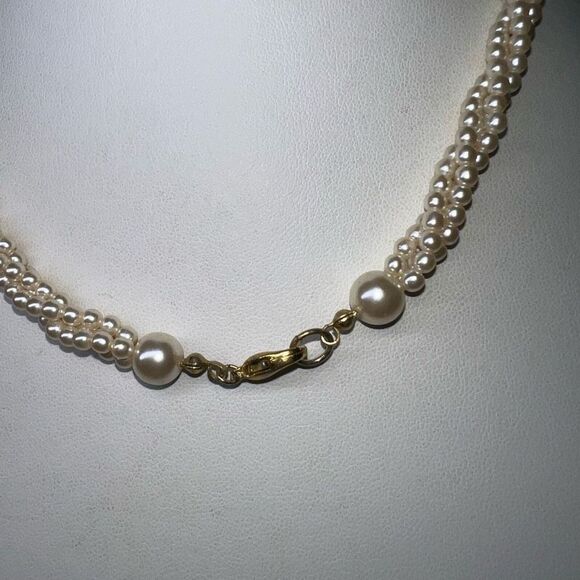 Vintage MCM Faux Pearl Braided Necklace - Picture 2 of 6